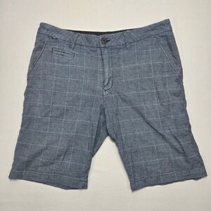 Fox Selecter Plaid Shorts Slim Fit Casual Walking Blue Gray Mens Size 34‎